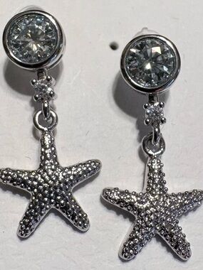 Sterling Silver Starfish Drop Earrings in Silver
